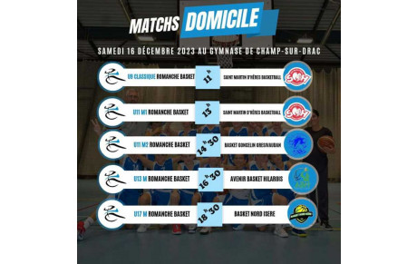 PLANNING des MATCHS - WEEK-END du 16 et 17 Décembre