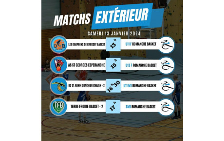 PLANNING des MATCHS - WEEK-END du 13 et 14 Janvier