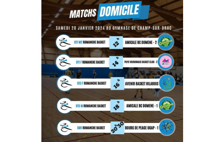 PLANNING des MATCHS - WEEK-END du 20 et 21 Janvier