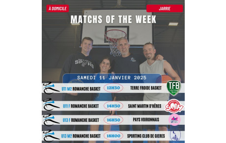 Matchs of the Week - 11 et 12 Janvier 2025