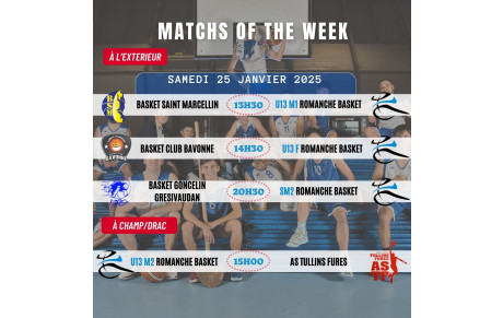 Matchs of the Week - 25 et 26 Janvier 2025